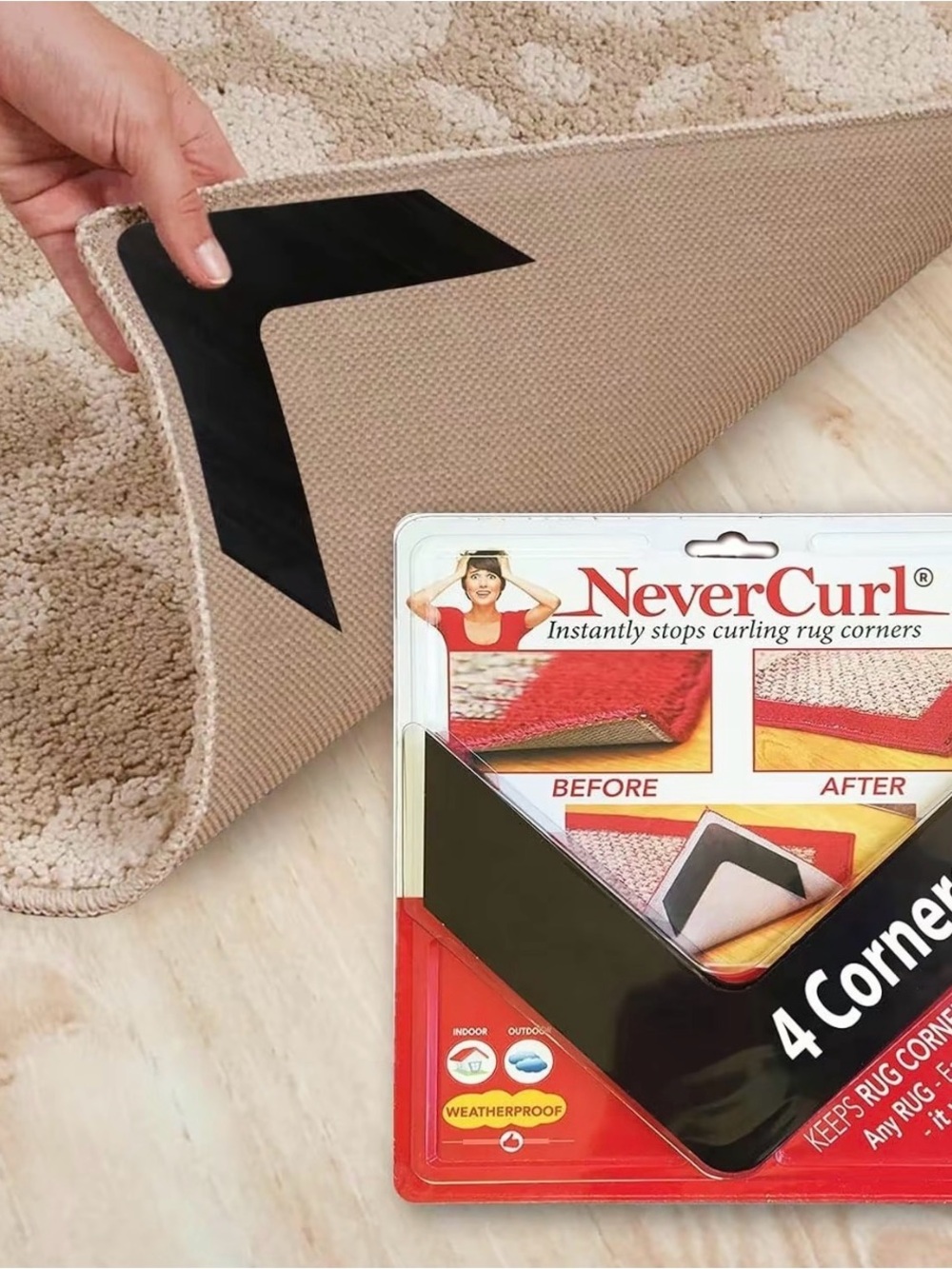 Rug Corner Grippers - Black (4 Pack)